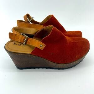 NWOT b.o.c Picante suede leather platform wedge slingback clogs sz 8
